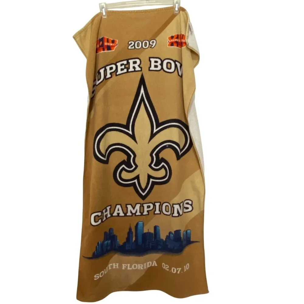 New Orleans Saints Super Bowl Champions 2009 Beach Towel Gold NFL‎ South Florida